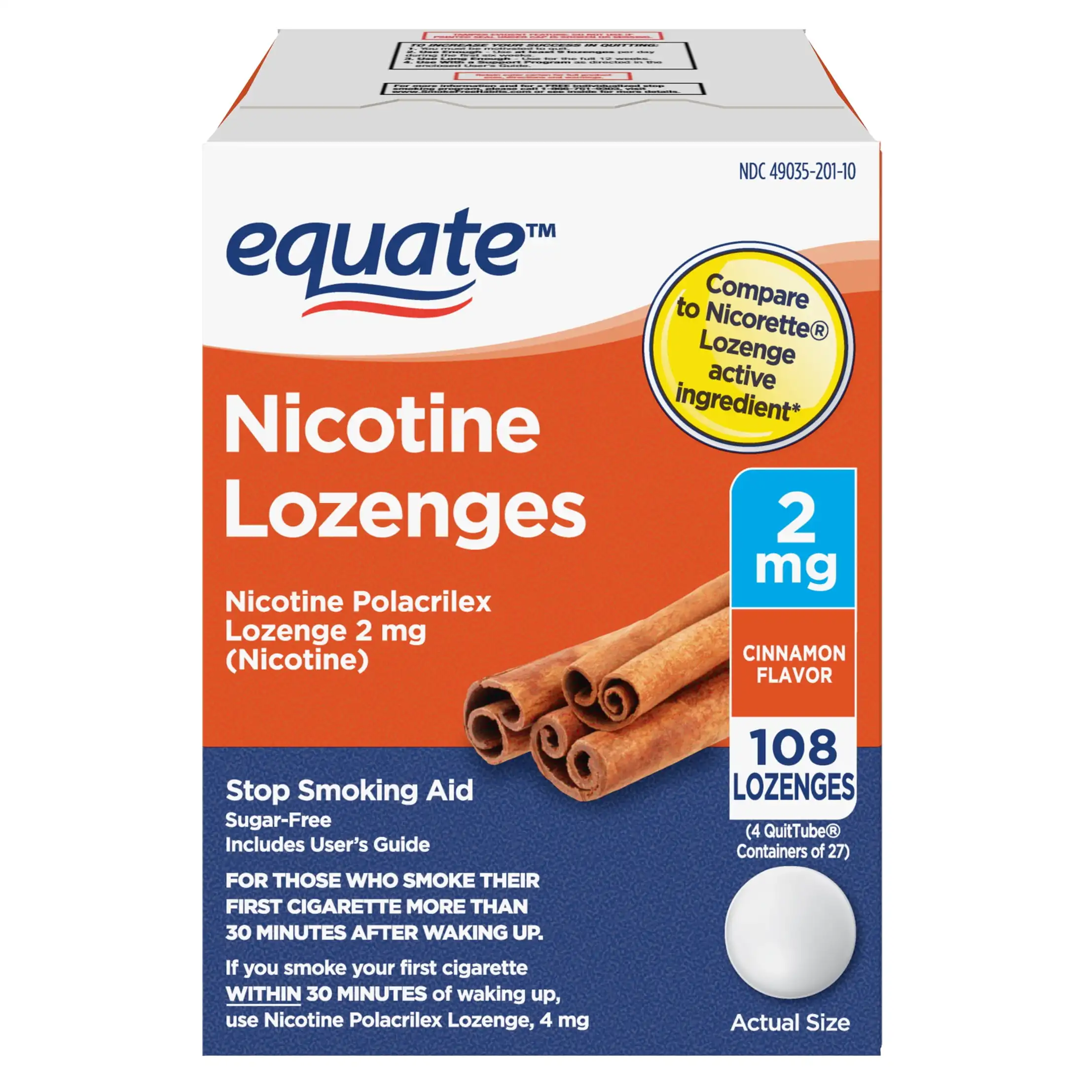 Equate Nicotine Lozenge, 2 mg (nicotine), Cinnamon Flavor, 108 Count
Equate Nicotine Lozenge, 2 mg (nicotine), Cinnamon Flavor, 108 Count