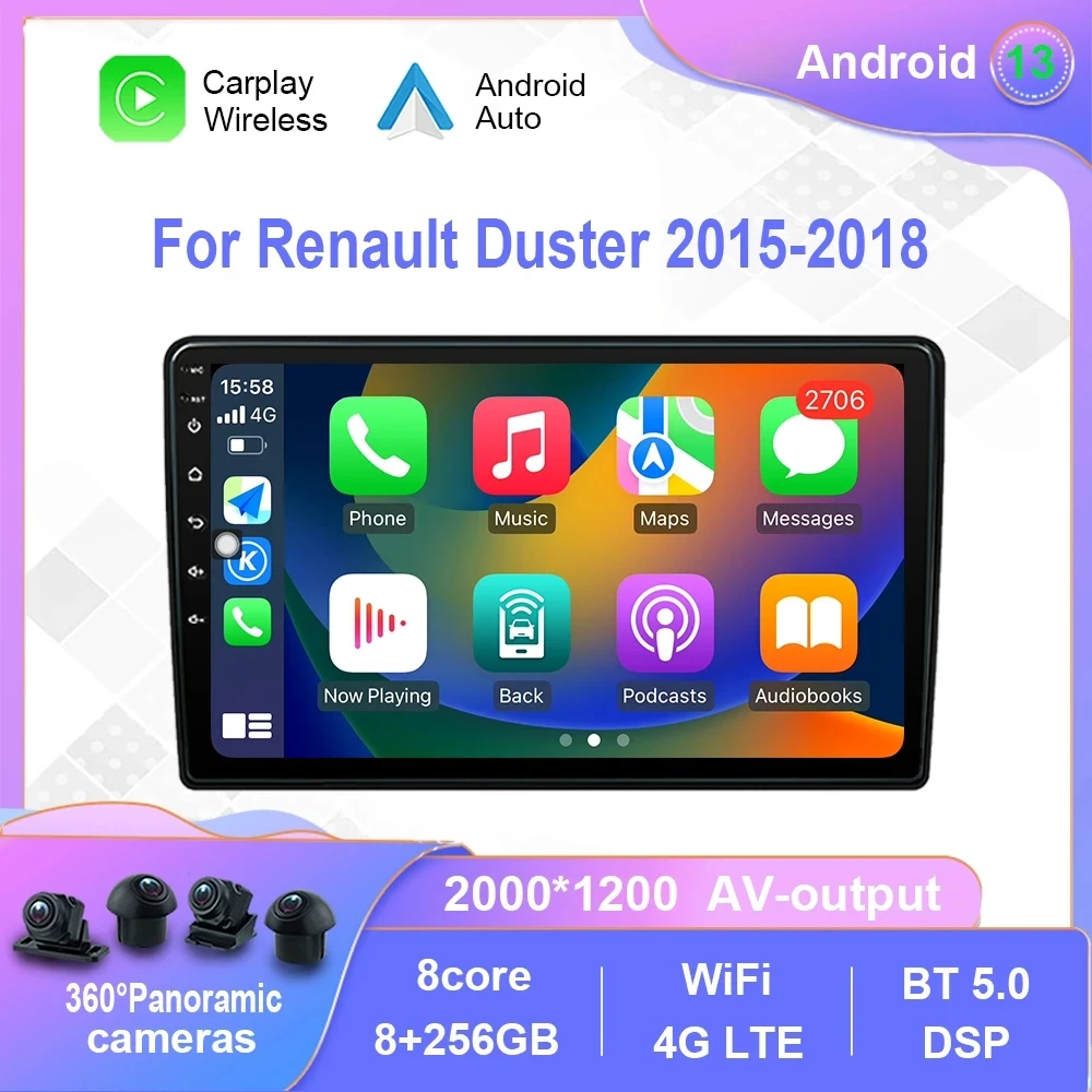 Магнитола на Android 13 для Renault Duster 2015-2018, автомобильный мультимедийный плеер для Carplay, сенсорный экран, GPS-навигация
Магнитола на Android 13 для Renault Duster 2015-2018, автомобильный мультимедийный плеер для Carplay, сенсорный экран, GPS-навигация