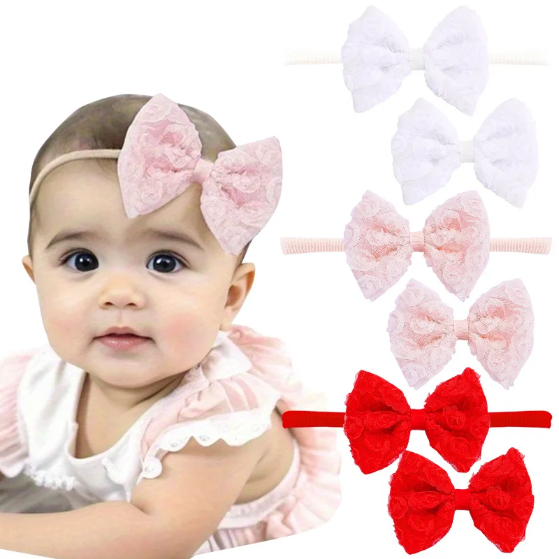 

30 Pcs/Lot, 3.9" Chiffon Rosette Bows Baby Hair Clips Shabby Rose Mesh Bow Headbands Kids Girls Hair Accessories