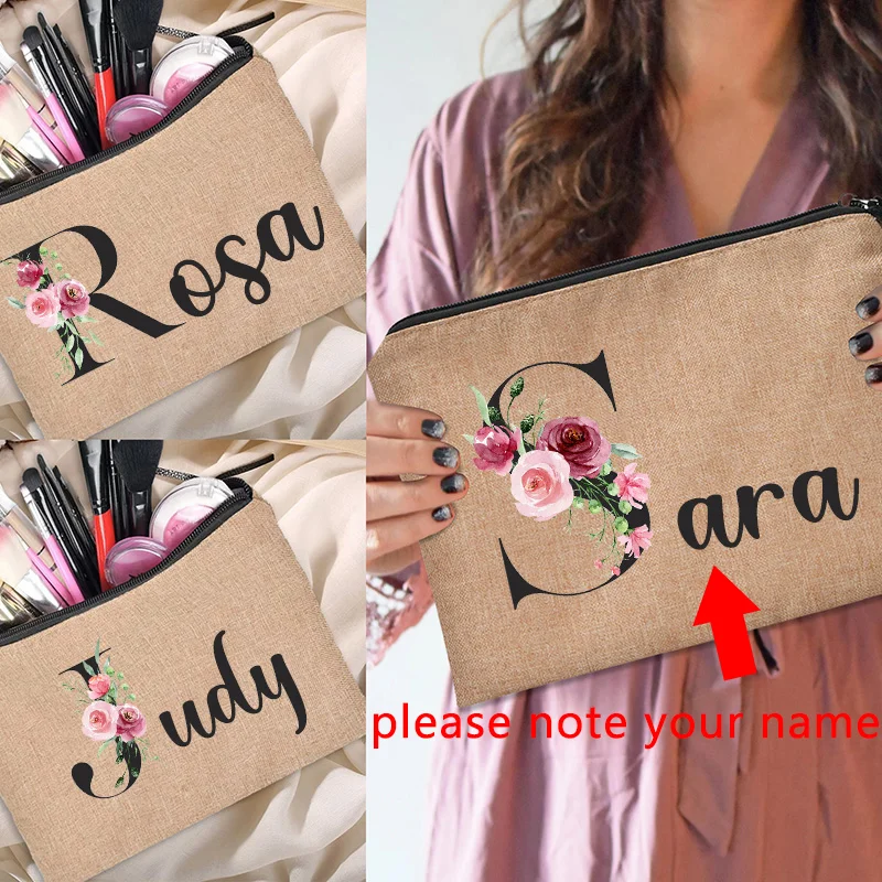 Custom Name Flower Letter Cosmetic Bag Bachelorette Party Neceser Makeup Bags Zipper Pouch Toiletry Organizer Bridesmaid Gifts
Custom Name Flower Letter Cosmetic Bag Bachelorette Party Neceser Makeup Bags Zipper Pouch Toiletry Organizer Bridesmaid Gifts