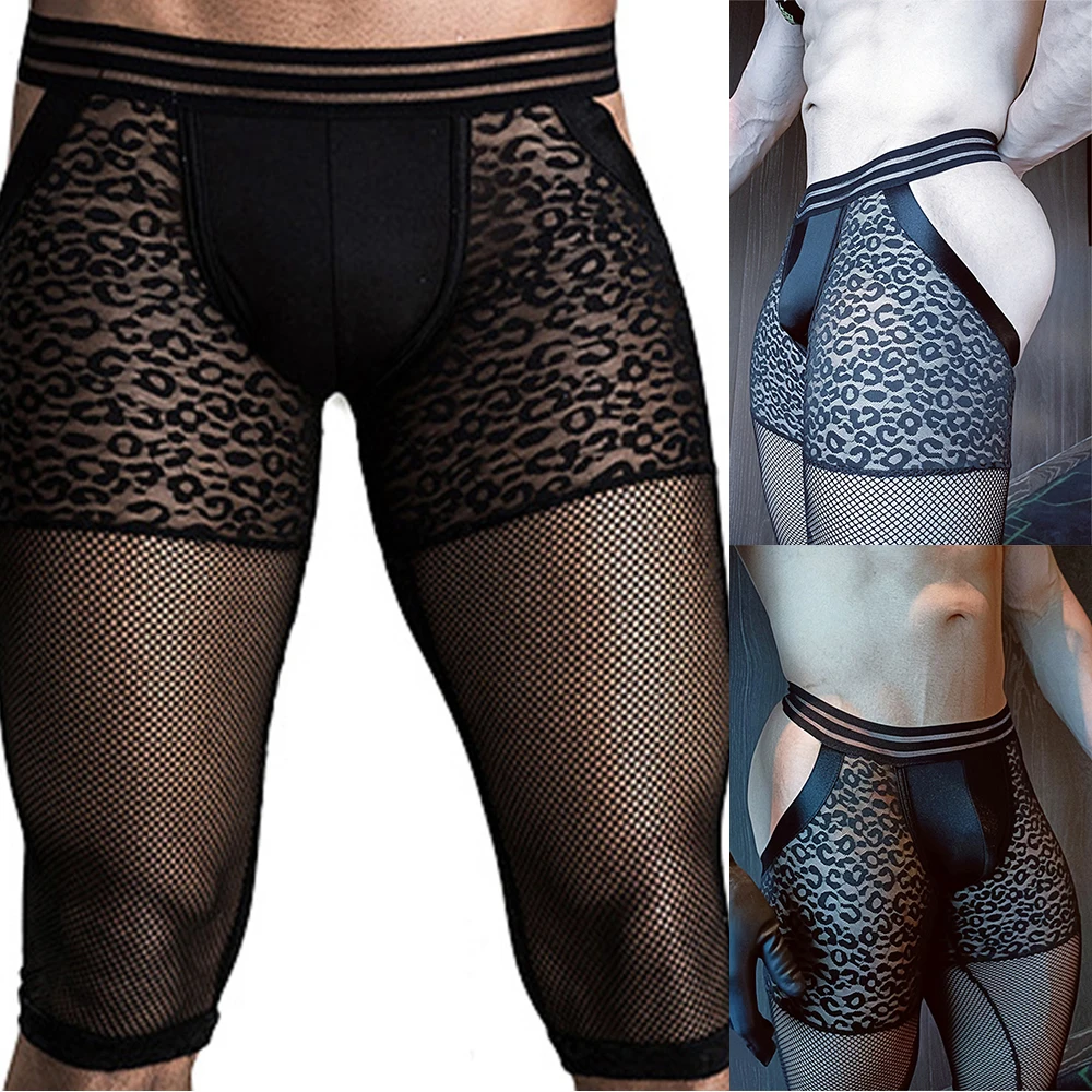 Mens See Through Mesh Open Butt Boxers Shorts Bulge Pouch Leopard Underwear Stretch Long Boxershorts Erotic Short Pants Gays
Mens See Through Mesh Open Butt Boxers Shorts Bulge Pouch Leopard Underwear Stretch Long Boxershorts Erotic Short Pants Gays
