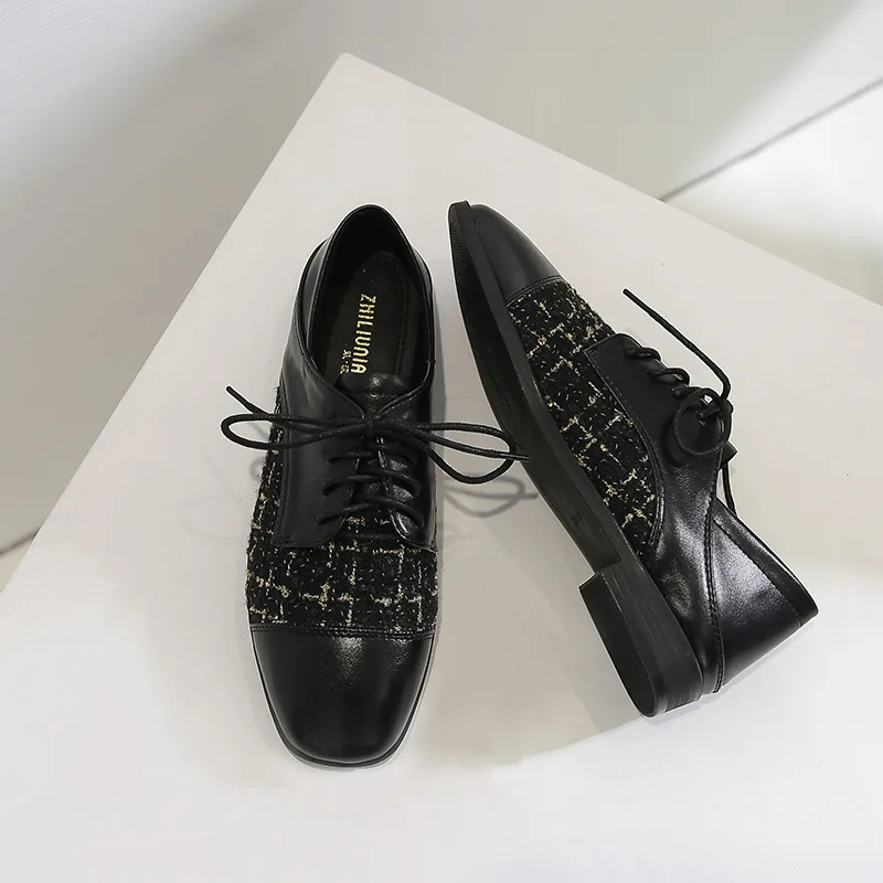 Tweed Loafer Shoes for Women Fashion Designer Girls Flat Shoes Lace Up Oxfords Chaussures Femmes Plus Size Women Shoes 43
Tweed Loafer Shoes for Women Fashion Designer Girls Flat Shoes Lace Up Oxfords Chaussures Femmes Plus Size Women Shoes 43