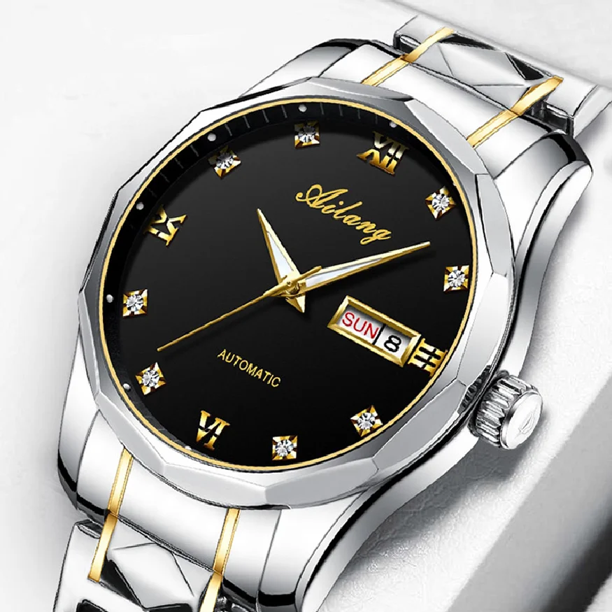 AILANG 2023 Luxury Diamond Week Calendar Men's Watch Fashion Automatic Luminous Hands Waterproof Mens Clock Mechanical Watch
AILANG 2023 Luxury Diamond Week Calendar Men's Watch Fashion Automatic Luminous Hands Waterproof Mens Clock Mechanical Watch