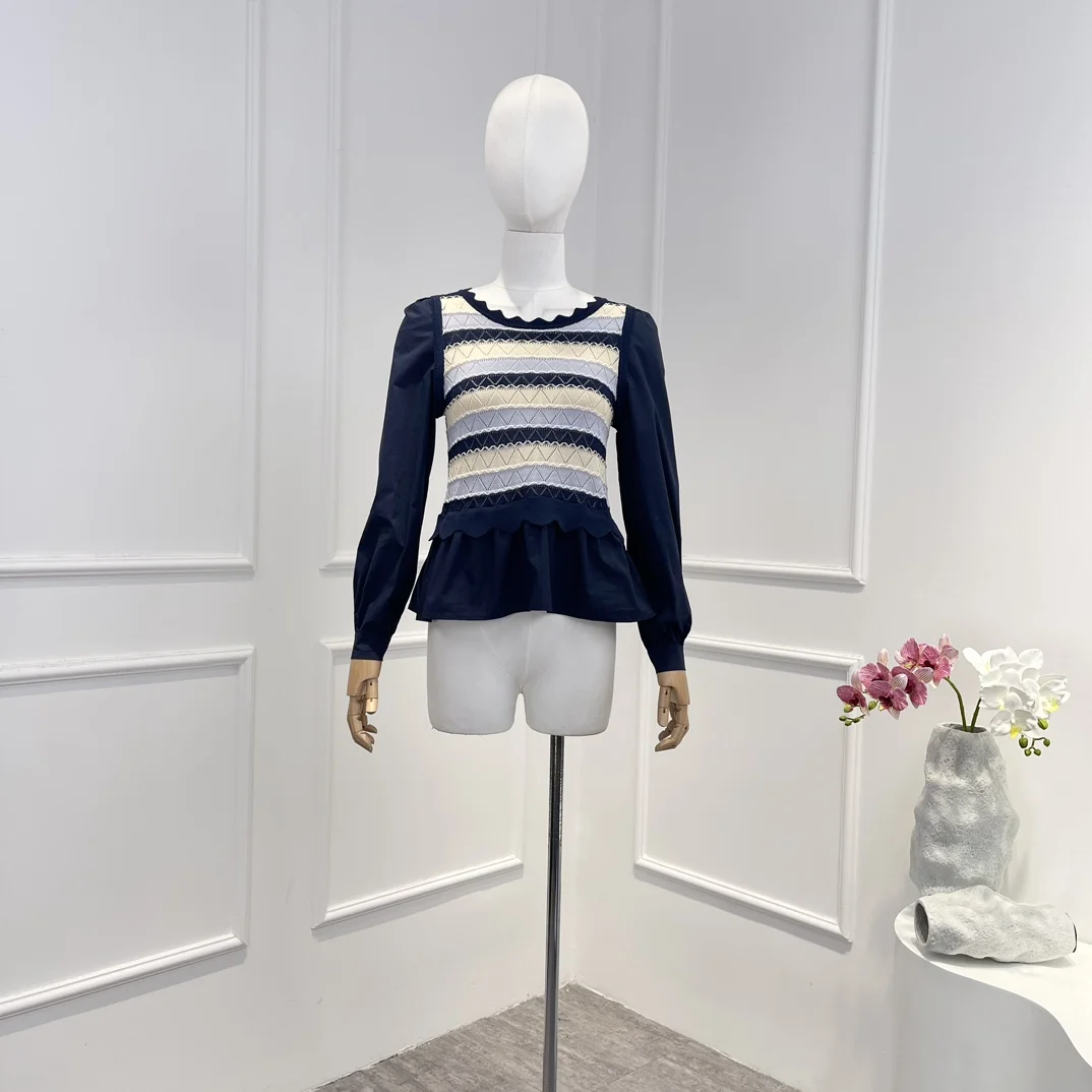 Casual Lady Tops Spring Summer Wavy Edges Patchwork Puff Long Sleeves Women High Quality Clothes
Casual Lady Tops Spring Summer Wavy Edges Patchwork Puff Long Sleeves Women High Quality Clothes