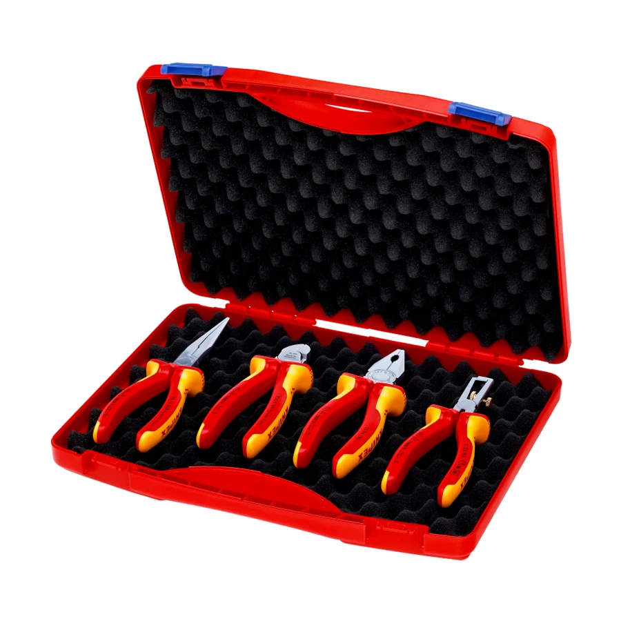 

KNIPEX Insulated Pliers Set 1000V VDE Tool Box "RED" Electric Set 1 Diagonal Cutter Combination Plier 00 20 15