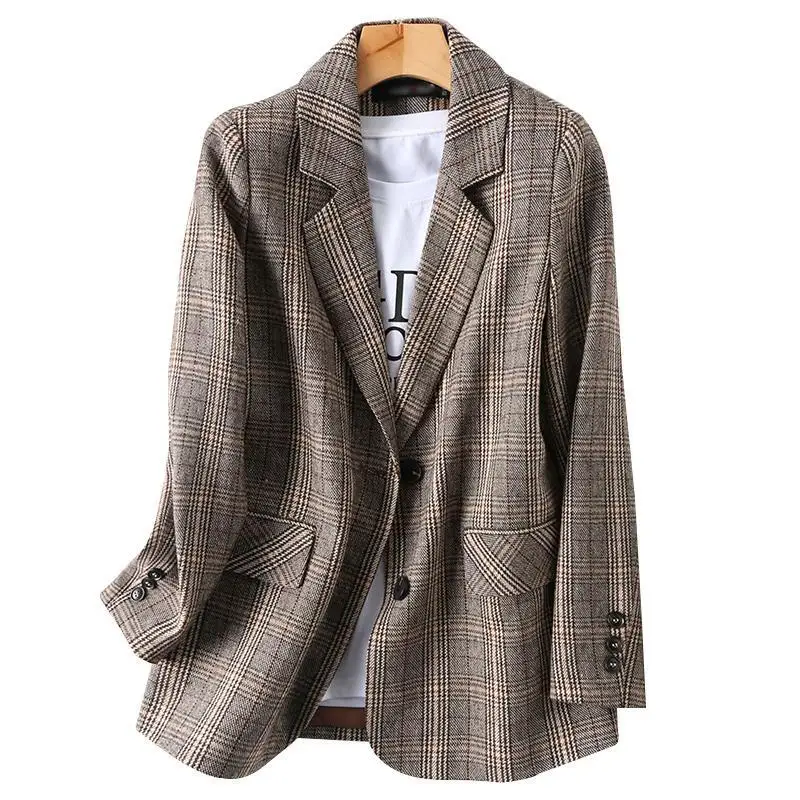 Women's Autumn Winter New Fashion Lapel Plaid Button Pocket Korean Style Temperament Long Sleeved Loose Mid Length Suit Jacket
Women's Autumn Winter New Fashion Lapel Plaid Button Pocket Korean Style Temperament Long Sleeved Loose Mid Length Suit Jacket