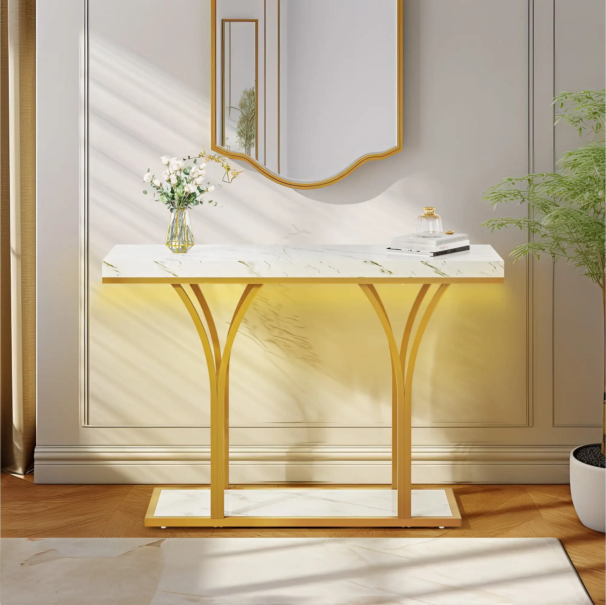 Dextrus Gold Console Table, Modern Faux Marble Entryway Table Behind Sofa Couch for Entry Way, Entrance, Living Room, Gold White
Dextrus Gold Console Table, Modern Faux Marble Entryway Table Behind Sofa Couch for Entry Way, Entrance, Living Room, Gold White