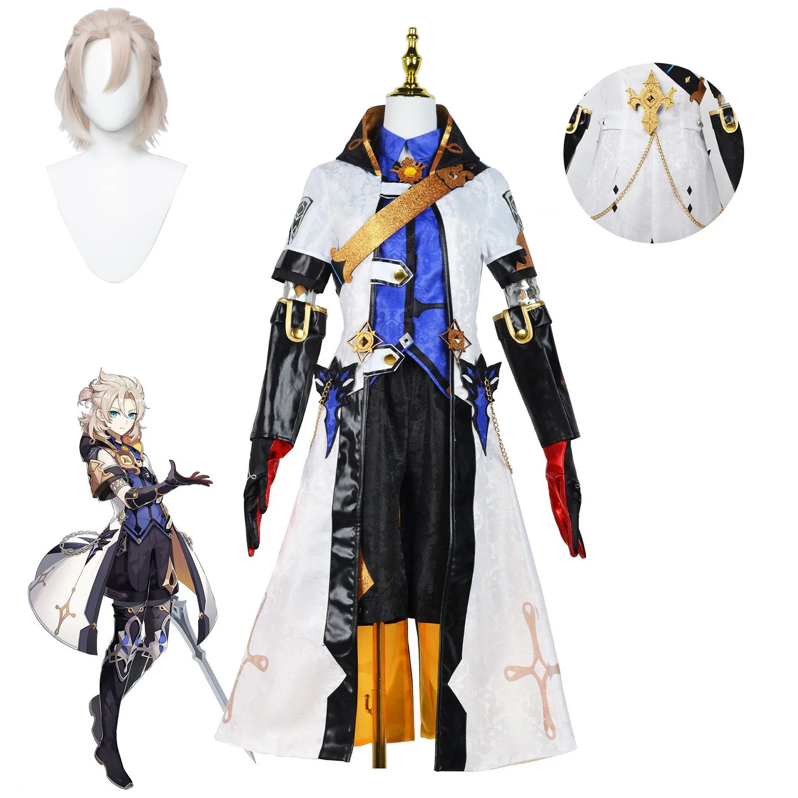 Genshin Impact Albedo Cosplay Costume Suit with Wig Halloween Carnival Uniform Gloves Role Play Cosplay Clothing for Men Women
Genshin Impact Albedo Cosplay Costume Suit with Wig Halloween Carnival Uniform Gloves Role Play Cosplay Clothing for Men Women