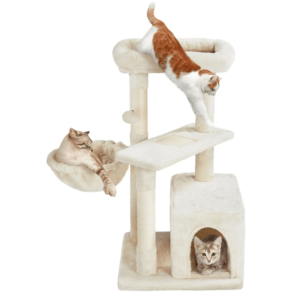 Easyfashion 33" Cat Tree Tower with Condos and Perches, Beige Cat Tower Cat Climbing Tree Cat Scratching Post
Easyfashion 33" Cat Tree Tower with Condos and Perches, Beige Cat Tower Cat Climbing Tree Cat Scratching Post