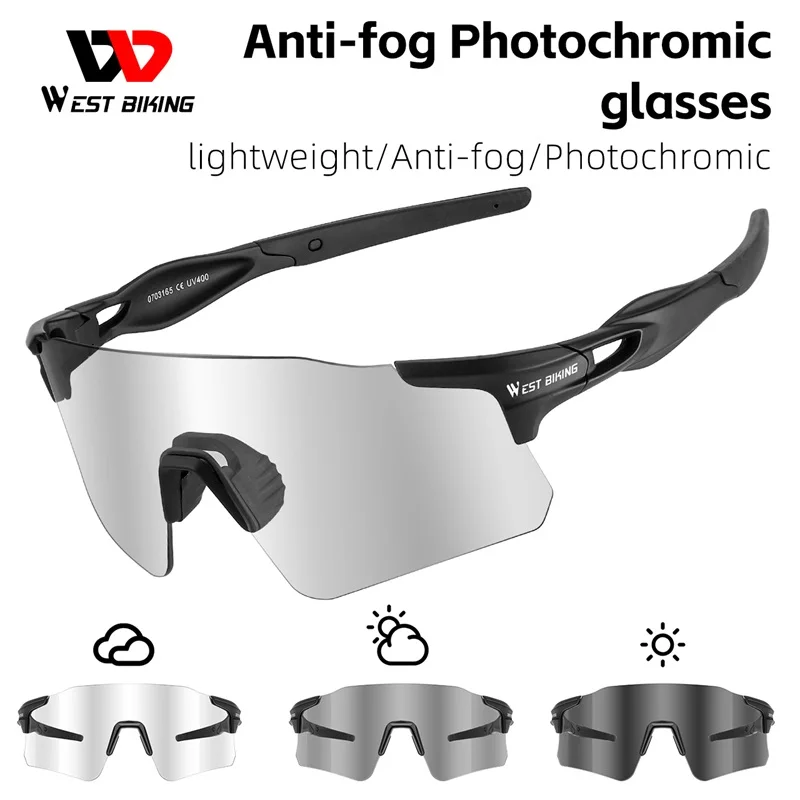 

WEST BIKING Anti-fog Cycling Glasses Men Women Photochromic Sports Sunglasses UV400 MTB Road Bike Goggles Fishing Hiking Eyewear