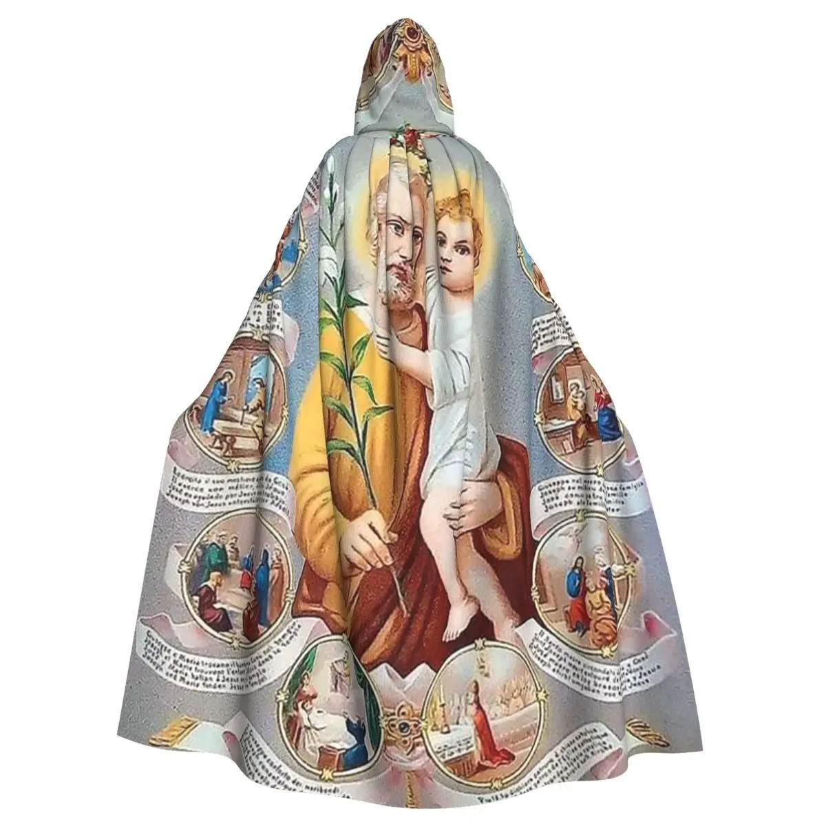 

Cosplay Medieval Costumes Lady Of Guadalupe Virgin Mary Jesus Print Hooded Cloak Capes Long Robes Jackets Coat Carnival