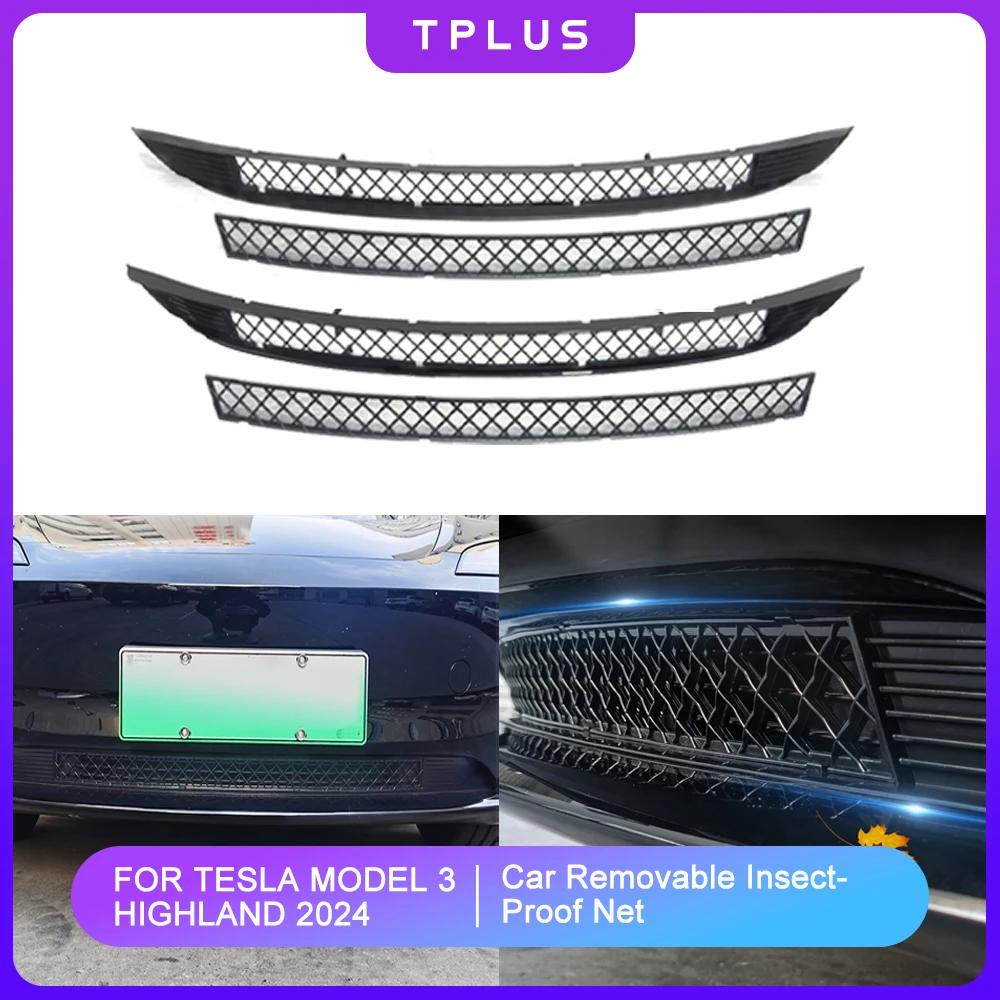 

For Tesla Model 3 Highland 2024 Car Lower Bumper Anti Insect Net Anti Dust Proof Inner Vent Grill Insect-proof Front Cover Inlet