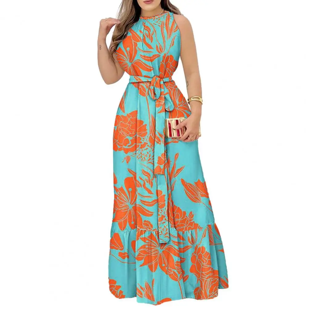 Women Maxi Dress Stylish Women's Summer Maxi Dress Fashionable Print Loose Fit Ruffled Hem Streetwear Sleeveless Maxi Dress
Women Maxi Dress Stylish Women's Summer Maxi Dress Fashionable Print Loose Fit Ruffled Hem Streetwear Sleeveless Maxi Dress