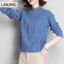 New knitwear women's autumn winter half turtleneck sweater women's loose twist long-sleeved wool bottoming shirt 
New knitwear women's autumn winter half turtleneck sweater women's loose twist long-sleeved wool bottoming shirt