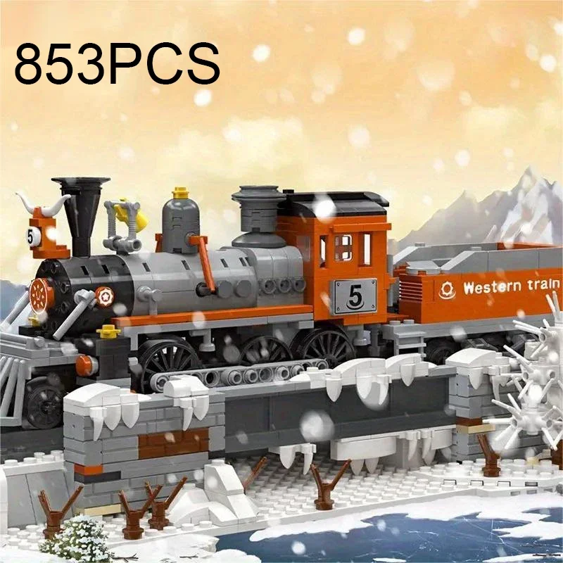 853PCS Steam Train Building Blocks City Vehicle Western Snow Train Track Assemble Model Bricks Toys Christmas Gifts For Children 853PCS Steam Train Building Blocks City Vehicle Western Snow Train Track Assemble Model Bricks Toys Christmas Gifts For Children