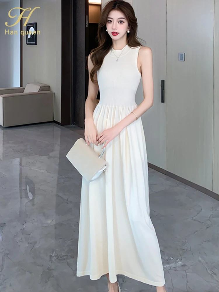 H Han Queen Summer Casual Pullover Knitted Long Vestidos Elegant Simple Dress Women's Simple A-Line Party Young Girls Dresses
H Han Queen Summer Casual Pullover Knitted Long Vestidos Elegant Simple Dress Women's Simple A-Line Party Young Girls Dresses