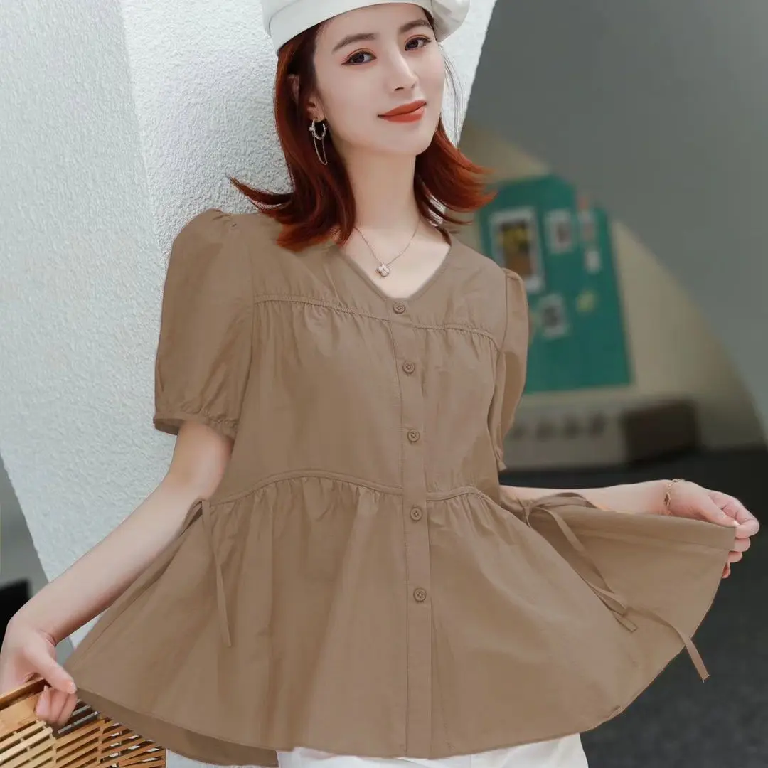 Summer New Fashion V-Neck Spliced Button Lace Up Bow Shirt Women's Clothing Oversized Casual Tops Loose Commuter Blouse A1208
Summer New Fashion V-Neck Spliced Button Lace Up Bow Shirt Women's Clothing Oversized Casual Tops Loose Commuter Blouse A1208
