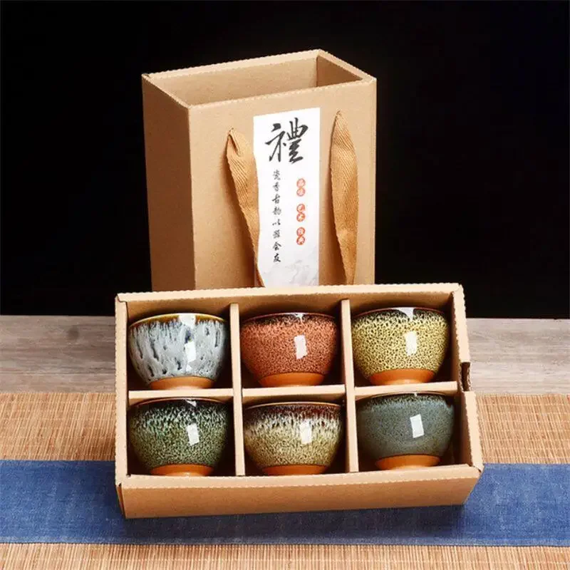 

Chinese 6 pcs/set Ceramic Tea Cup Ice Cracked Glaze Cup Kung Fu teaset Small Porcelain Tea Bowl Teacup Tea Accessories Drinkware