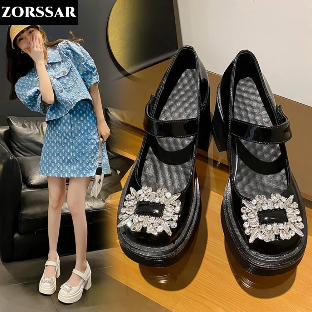 Rhinestone Black High Heels Platform Pumps Women's Thick Heels Mary Janes Woman Patent Leather High Heels Shoes Party Shoes
Rhinestone Black High Heels Platform Pumps Women's Thick Heels Mary Janes Woman Patent Leather High Heels Shoes Party Shoes