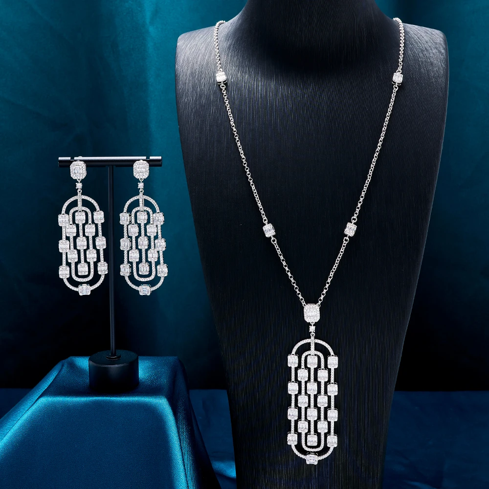 TIRIM Long Necklace Set for Women Cubic Zirconia Bridal Jewelry Geometry Link Stackable Pendant Trendy Sweater Necklace Jewelry
TIRIM Long Necklace Set for Women Cubic Zirconia Bridal Jewelry Geometry Link Stackable Pendant Trendy Sweater Necklace Jewelry