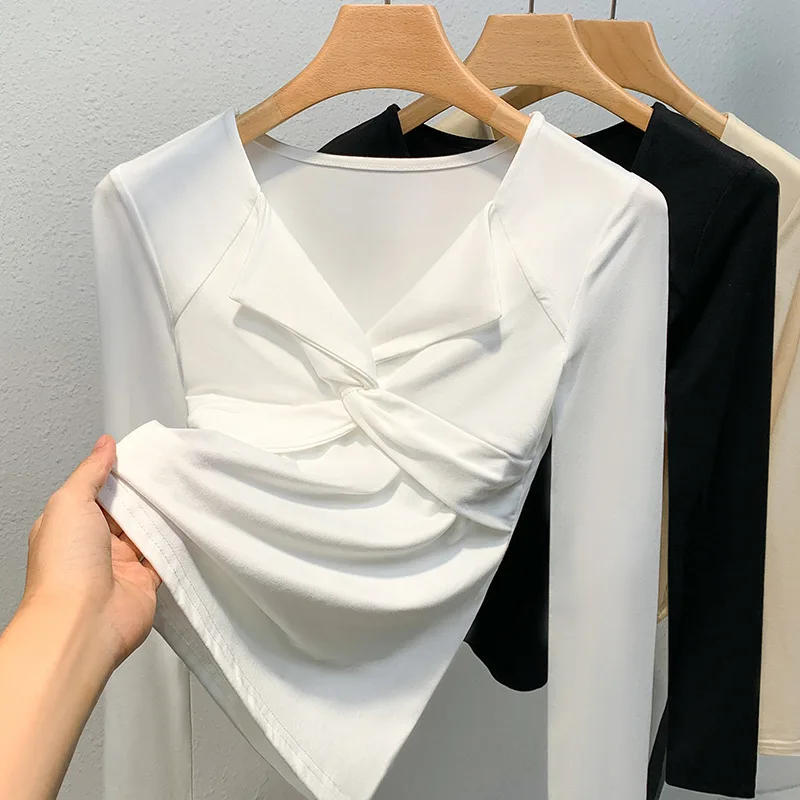 New 2023 Magnificent Women Autumn Winter Wrinkle V-neck T-shirt Female Sexy Crop Top Clothes Casual Thin Blouses Grace Meetin
New 2023 Magnificent Women Autumn Winter Wrinkle V-neck T-shirt Female Sexy Crop Top Clothes Casual Thin Blouses Grace Meetin