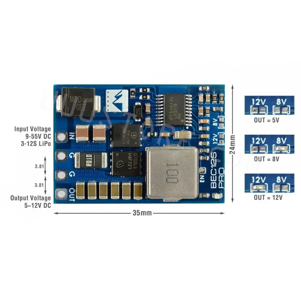 MATEK BEC12S-PRO модуль Bec 9-55 в до 5 В/8 в/12 В-5A защита от перегрузки по току самовосстанавливающийся для радиоуправляемого летательного аппарата FPV беспилотника
MATEK BEC12S-PRO модуль Bec 9-55 в до 5 В/8 в/12 В-5A защита от перегрузки по току самовосстанавливающийся для радиоуправляемого летательного аппарата FPV беспилотника