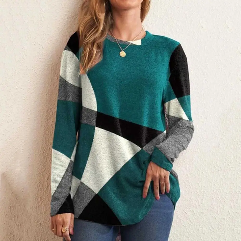 Casual Blouse Geometric Patchwork Color Tops Stylish O-neck Blouses with Long Sleeves Button Decor Loose Fit Tunic for Women
Casual Blouse Geometric Patchwork Color Tops Stylish O-neck Blouses with Long Sleeves Button Decor Loose Fit Tunic for Women