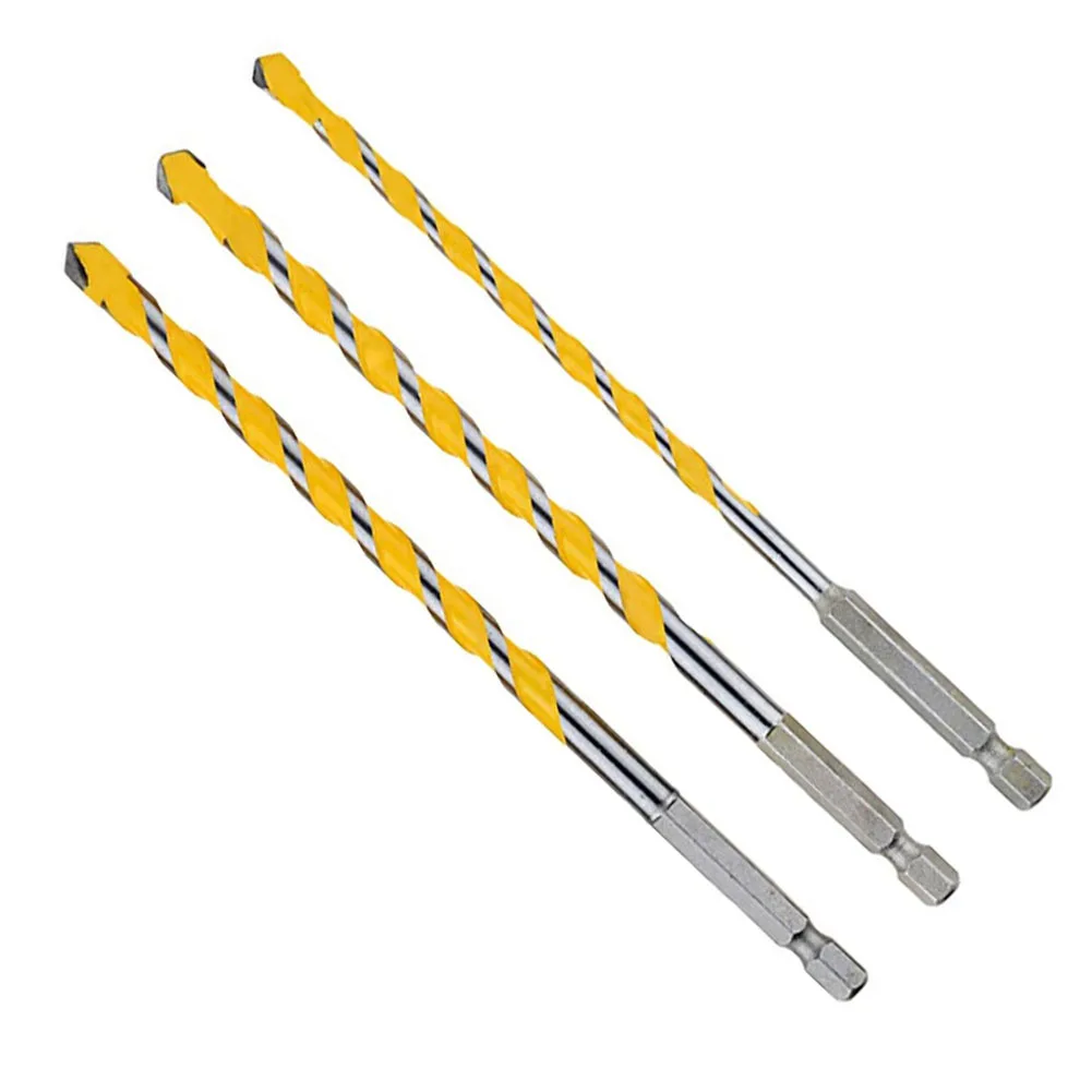 

For Ceramic Drill Bit Power Tool Parts 1/4\\\\\\\\\\\\\\\" Hex Shank For Concrete Brick Stone Silver Tungsten Carbide Yellow