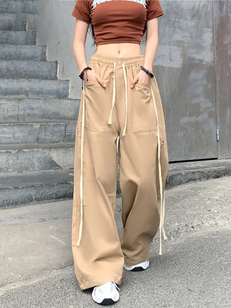 High Elastic Waist Wide Leg Pants Trousers Women Korean Fashion Chic Pants Drawstring Straight Full-length Women's Trousers 2023
High Elastic Waist Wide Leg Pants Trousers Women Korean Fashion Chic Pants Drawstring Straight Full-length Women's Trousers 2023