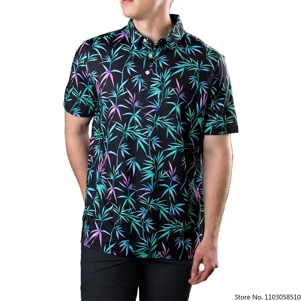 

2023 Summer Men Golf Polo Shirts Floral Casual Print Fashion Tops Short Sleeve T-Shirt Quick Dry Breathable Polos Shirt Clothing