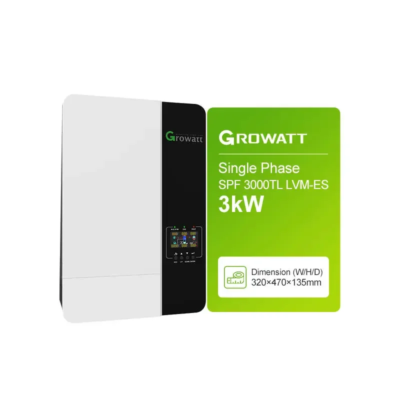 Инвертор для солнечной батареи Growatt SPF 3000TL LVM-ES 3000 В переменного тока, В переменного тока, Вт, 3 кВт, работающий с батареей или без него
Инвертор для солнечной батареи Growatt SPF 3000TL LVM-ES 3000 В переменного тока, В переменного тока, Вт, 3 кВт, работающий с батареей или без него