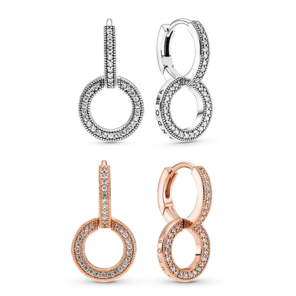 925 Sterling Silver Pandora Sparkling Double Hoop Earrings for Women Birthday Mother's Day Jewelry Gift
925 Sterling Silver Pandora Sparkling Double Hoop Earrings for Women Birthday Mother's Day Jewelry Gift