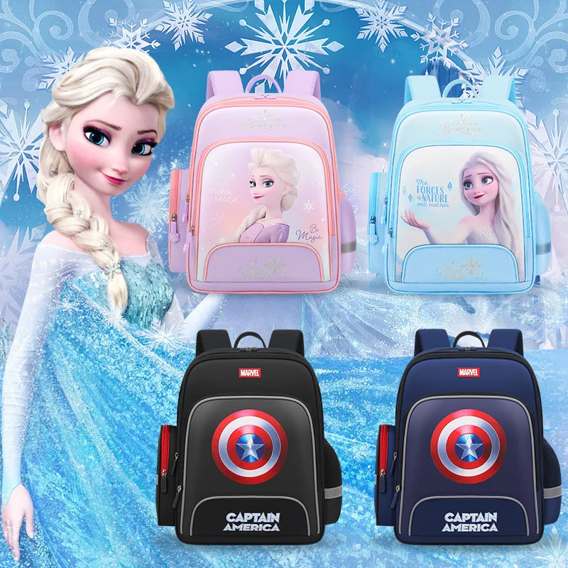 

Disney New Frozen School Bags For Girls Boys Elsa Anna Spider Man Primary Student Shoulder Orthopedic Backpack Kids Gift Mochila