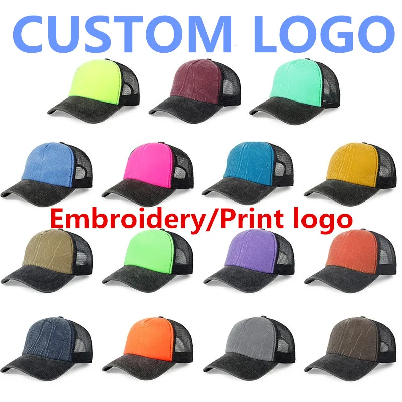 

Patchwork mesh trucker caps for adult men Women casual custom logo baseball caps Breathable sports hip hop snapback hats gorros