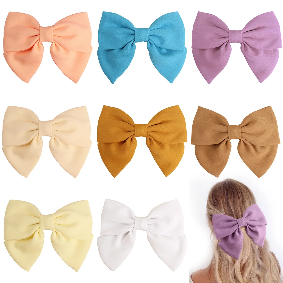 

Cotton Hair Bows With Clip For Baby Girls Solid Color Hair Clips Hairpin Kids Barrettes Hairgrip Women Hair Accessories Headwear