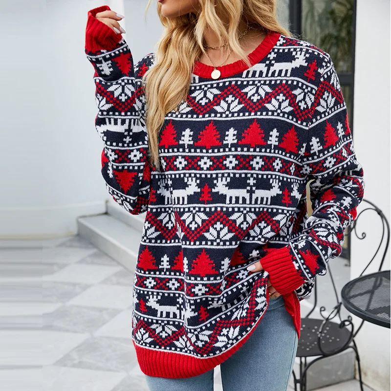 WYBLZ Christmas Sweater Women Loose Round Neck Long Sleeve Knitted Sweater Autumn Winter 2023 New Year Sweater Pullover Top
WYBLZ Christmas Sweater Women Loose Round Neck Long Sleeve Knitted Sweater Autumn Winter 2023 New Year Sweater Pullover Top