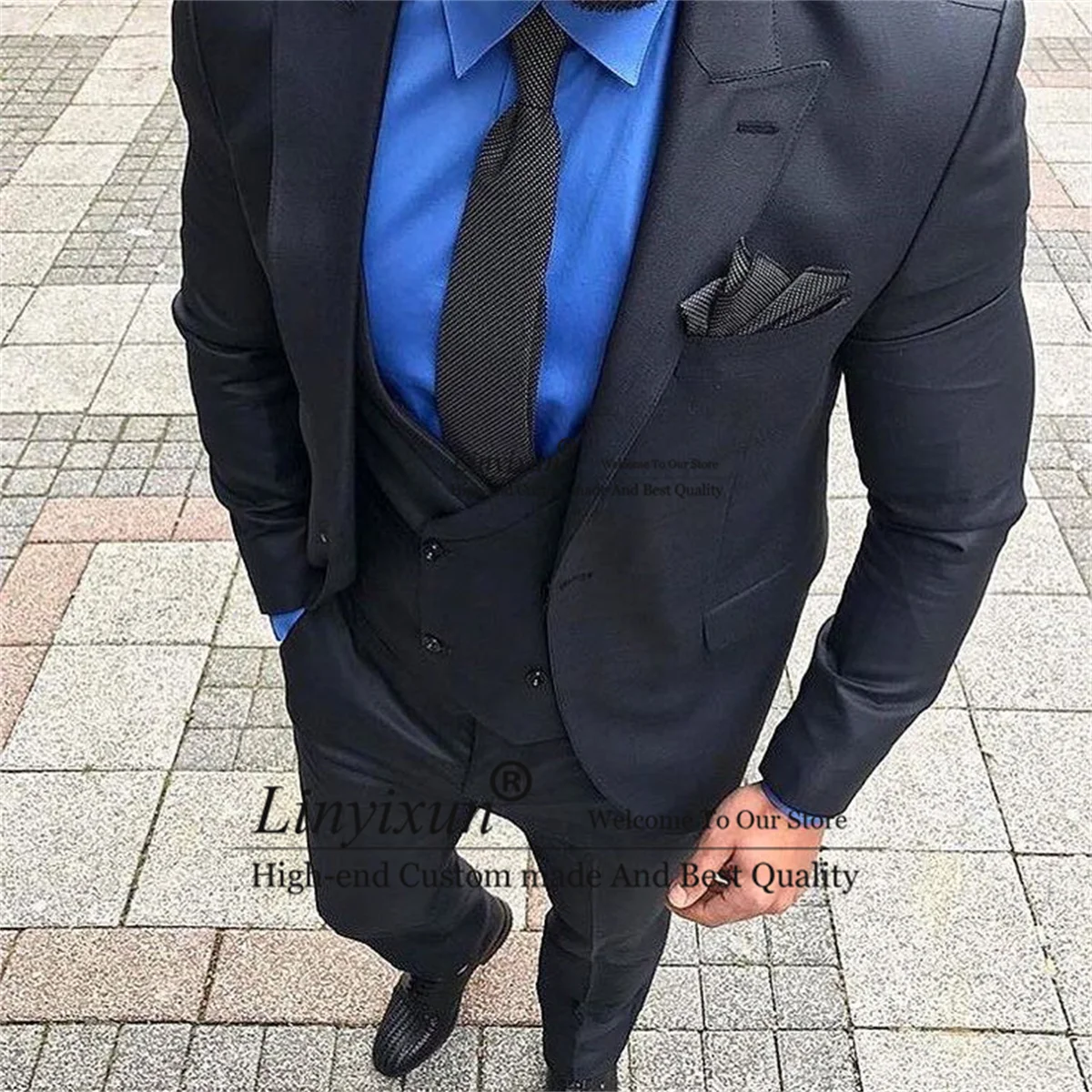 

Formal Mens Suits Peaked Lapel Groom Wedding Tuxedo 3 Pieces Sets Business Office Blazers Bridegroom Terno Masculinos Completo