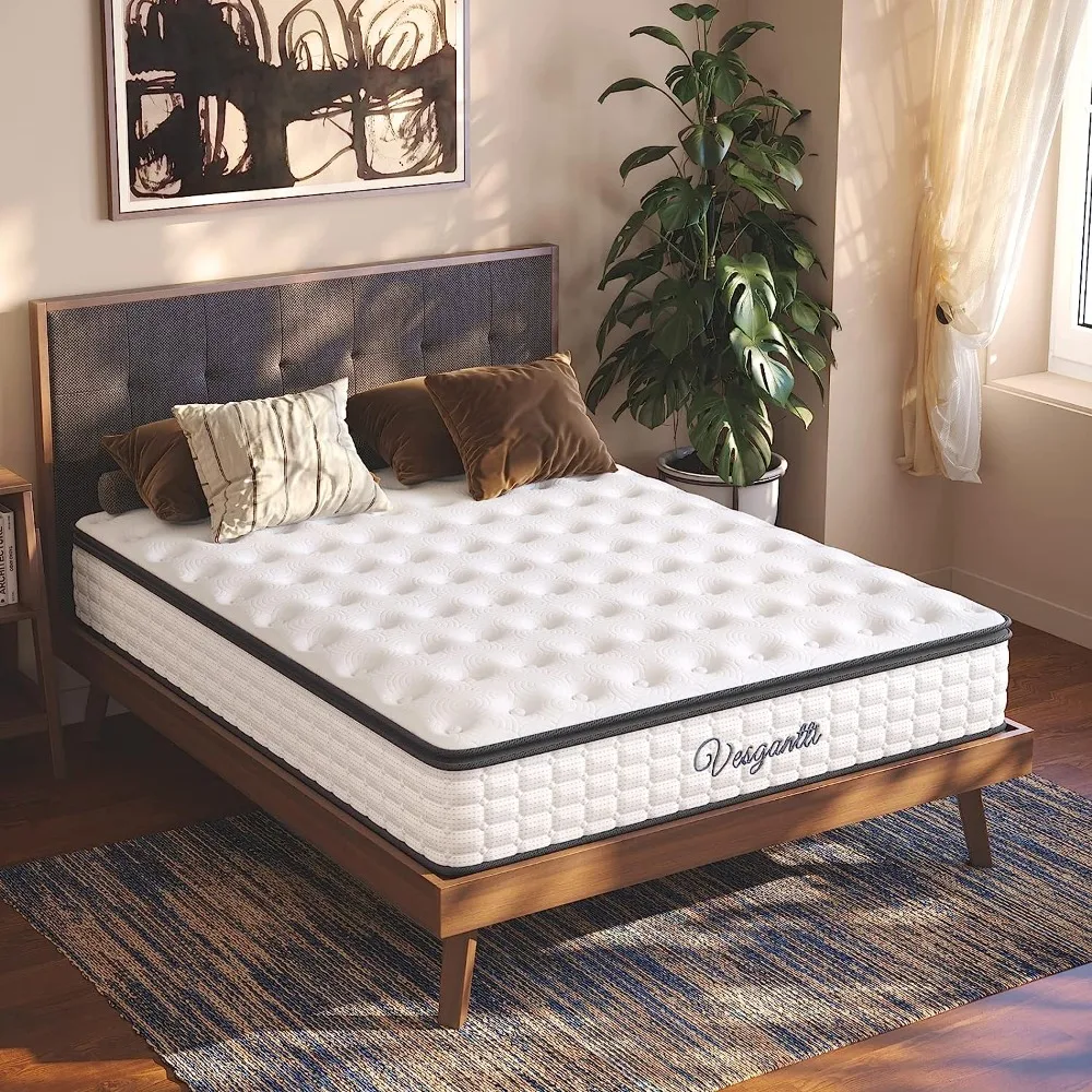 

Twin Size Bed Mattress, Gel Memory Foam and Pocket Coils Innerspring, Medium Firm Feel, 10 Inch Mattress