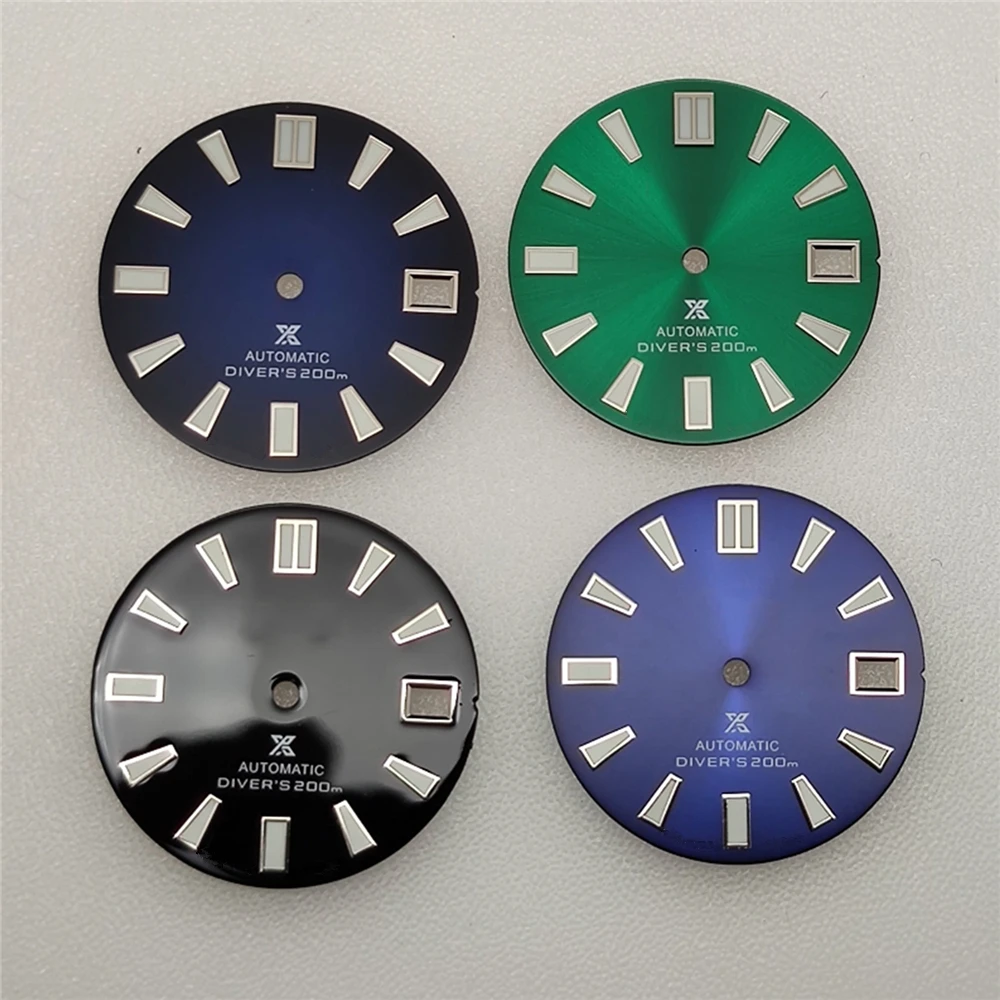 

New NH35 Dial 28.5mm C3 Green Luminous Watch Dial for NH35A NH36 Movement 3D Nails Single Calendar Watch Faces Accessories Parts