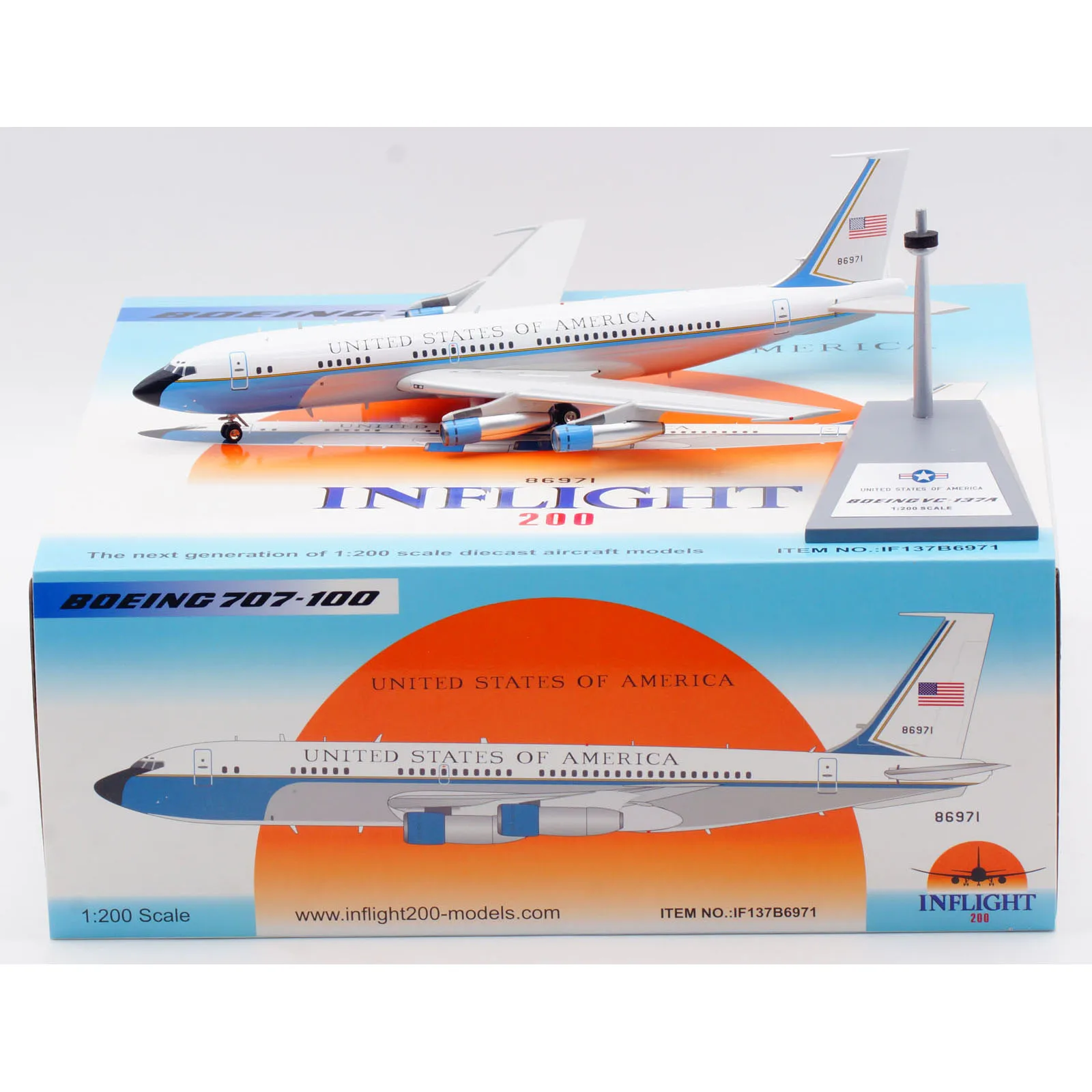 

IF137B6971 Alloy Collectible Plane Gift INFLIGHT 1:200 USA Air Force Boeing B707-100 VC-137A Diecast Aircraft Jet Model 58-6971