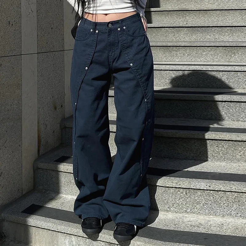 2000s Clothes Y2k Low Rise Boot Cut Jeans Woman Casual Black Striped Denim Trousers Streetwear Flare Pants P77-DD25 271 S5d8d0bca7e664aebbf895b81342d28dat