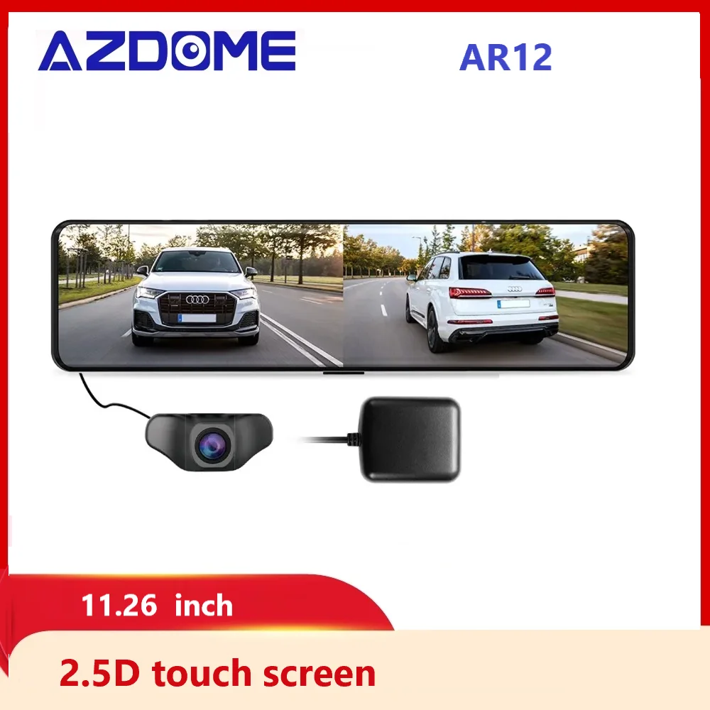 

AZDOME AR12 Car Mirror 11.26" 2K+1080P Dual Cam Touch Screen DVR GPS WIFI RearView Dash Stream Media Video Recorder Night Vision