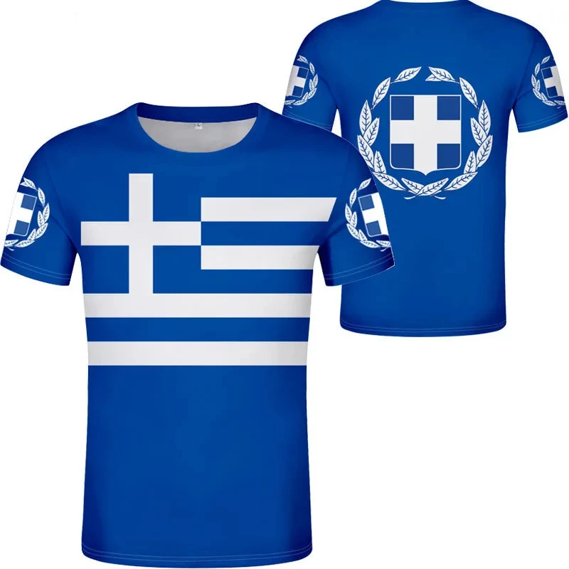 

Greek National Emblem 3D Printed T Shirt For Men Clothes Greek Flag Sports T-Shirt Casual Women Streetwear Tee Oversized Tops