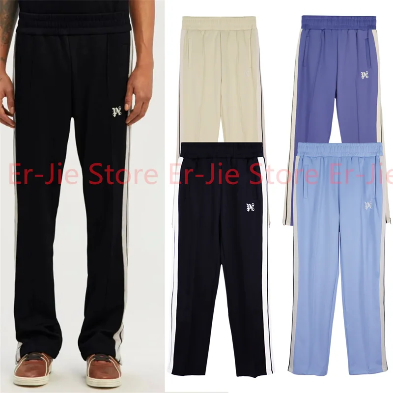

Embroidered PA Classic Sports Pants Real Picture 1:1 High Quality Side White Ribbon Palm Zipper Pants Pants