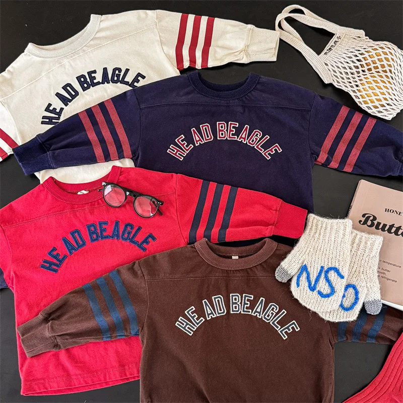 2025 Autumn New Children Long Sleeve T Shirts Boys Girls Letter Embroidery Cotton Tops Kids Casual Sweatshirt Bottoming Shirt 47 S5d8fdc9f899f4eb98b76a13d439b1fdbg