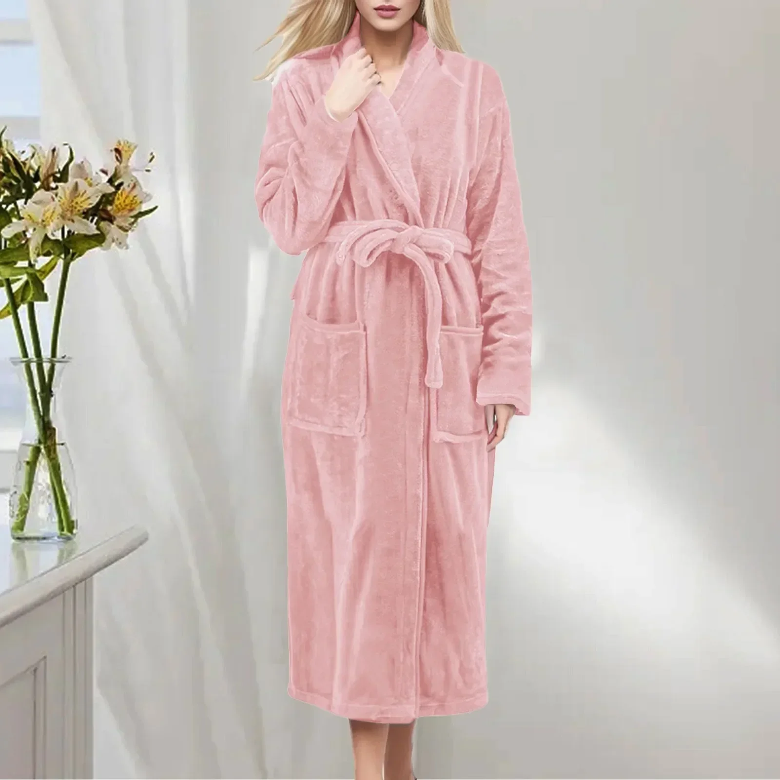 

New Winter Dressing Long Nightgown Soft Robes Robe Home Bathrobe Female Autumn Lightweight Warm Gowns Casual Plush Women