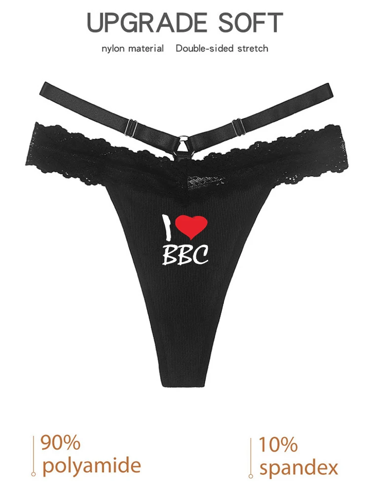 Sexy Lingerie Lace Thong Black Underwear I LOVE BBC Women's Hot Panties Girls Funny Underwear New Women Traceless GString Sexy Lingerie Lace Thong Black Underwear I LOVE BBC Women's Hot Panties Girls Funny Underwear New Women Traceless GString