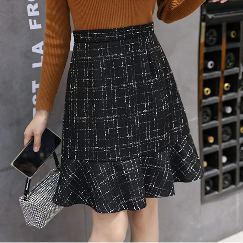 Tweed Mermaid Skirt Women Autumn New Slim High Waist Plaid Mini Skirt Winter Office Lady Temperament Bag Hip Party Skirt T195
Tweed Mermaid Skirt Women Autumn New Slim High Waist Plaid Mini Skirt Winter Office Lady Temperament Bag Hip Party Skirt T195