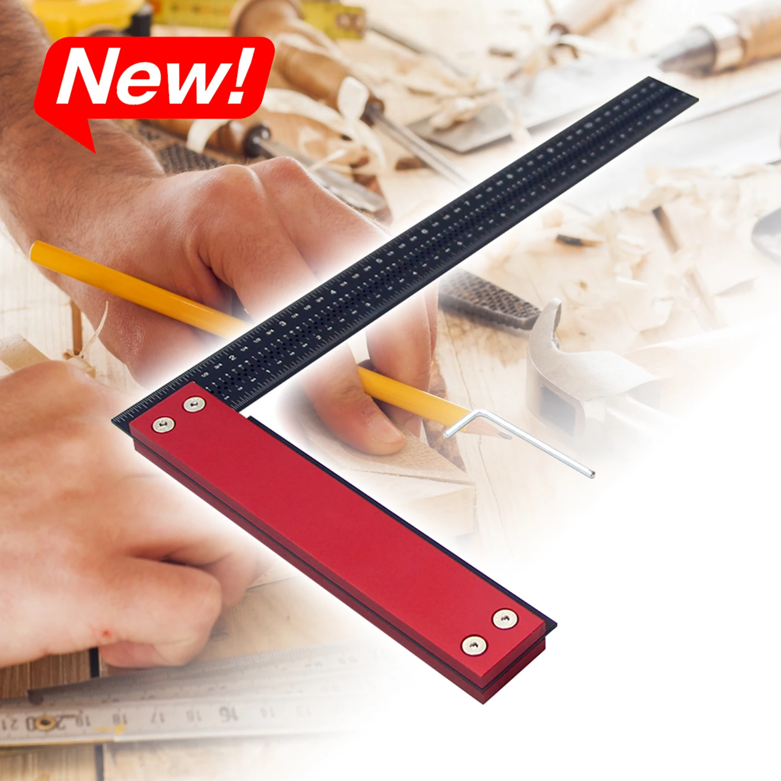 NEW High-precision Aluminum Alloy Woodworking Scribing Ruler Square Ruler Scribing Measuring Tool Marking Gauge L-shaped Ruler
NEW High-precision Aluminum Alloy Woodworking Scribing Ruler Square Ruler Scribing Measuring Tool Marking Gauge L-shaped Ruler