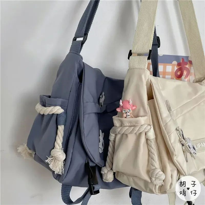 

Нейлоновые сумки на плечо, вместительные сумки через плечо для девочек и мужчин-подростков, сумка-мессенджер в стиле Харадзюку, школьные портфели для студентов